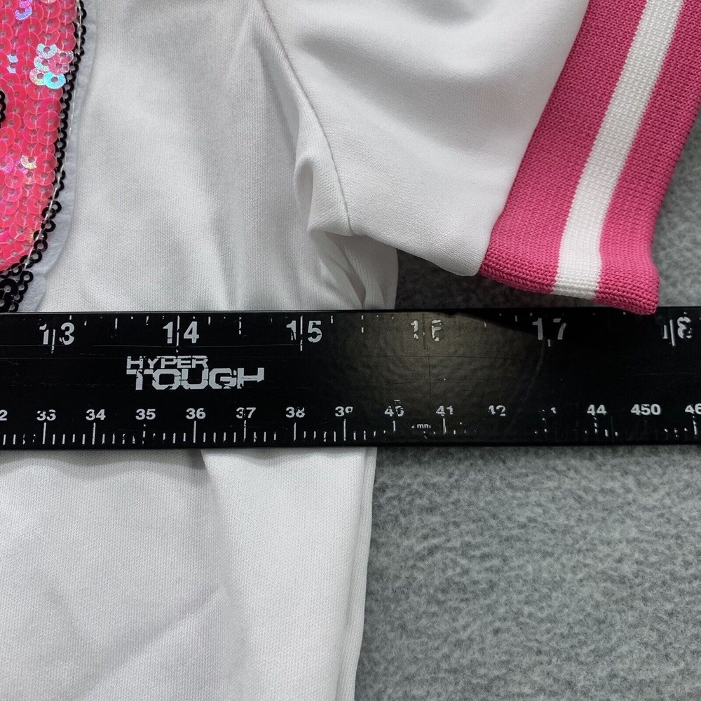 Women White Bodycon Shirts & Shorts with Sequined Front Logo Set Size XXL (A41) - Picture 9 of 13